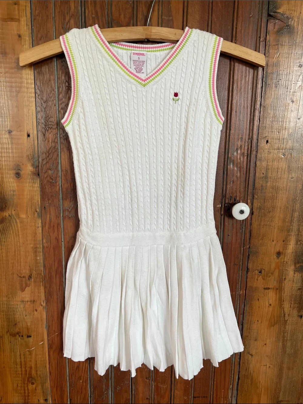 Vintage Gymboree White Cable Knit Sleeveless Tennis Dress Size 5 FREE Sunglasses